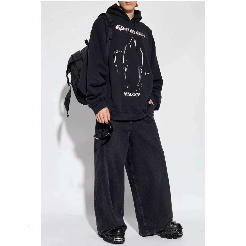 Meichao High Street VTM Hip Hop Trend Devil Print Men's and Women's Loose Hoodie Trendy Couple Style