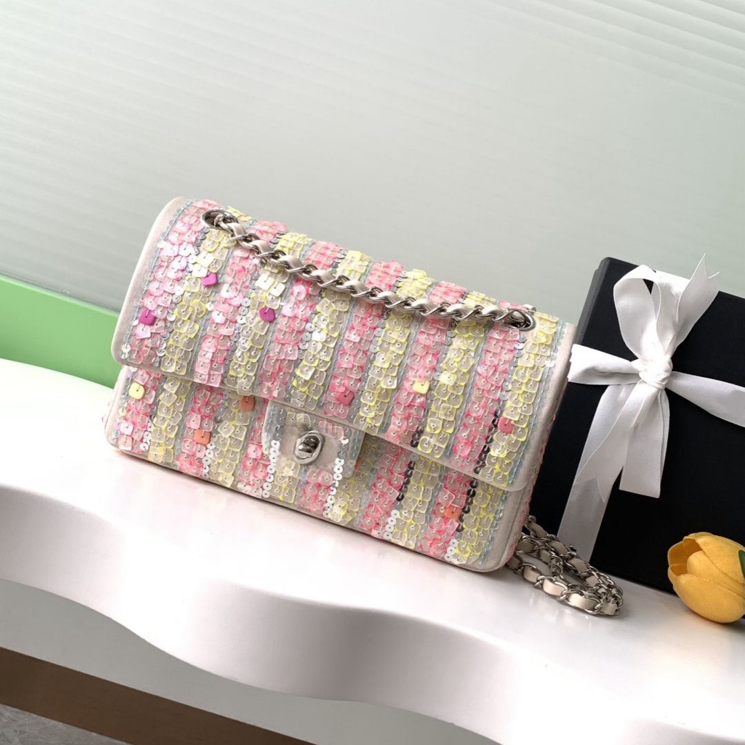 10A top Mirror quality luxury bag Classic Designer Bag Ladies handbag genuine leather sequin Shoulder bag spring/summer Party 2025