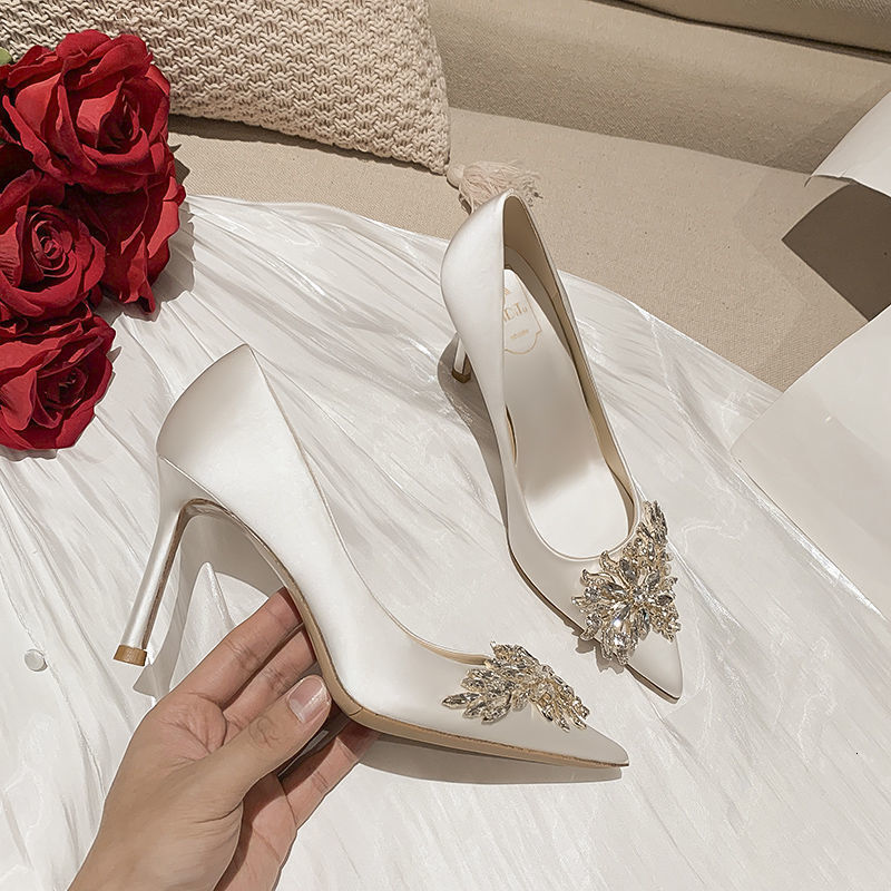 Chinese Style Ddmywed Fashion Wedding Shoes For Women Autumn New Pointed Thin High Heels Fairy Water Diamond Dress Brand F Ddmysaturn