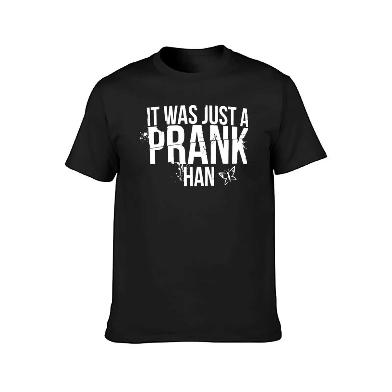 Until Dawn - This is just a prank Korean style T-shirt Korean fashion Kawai clothing oversized pure black T-shirt for men W241223