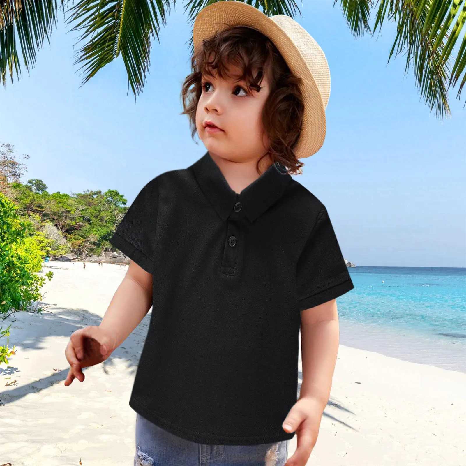 Girl and boy casual classic design slightly elastic cotton polo childrens clothing spring and summer indoor and outdoor childrens clothing W241223