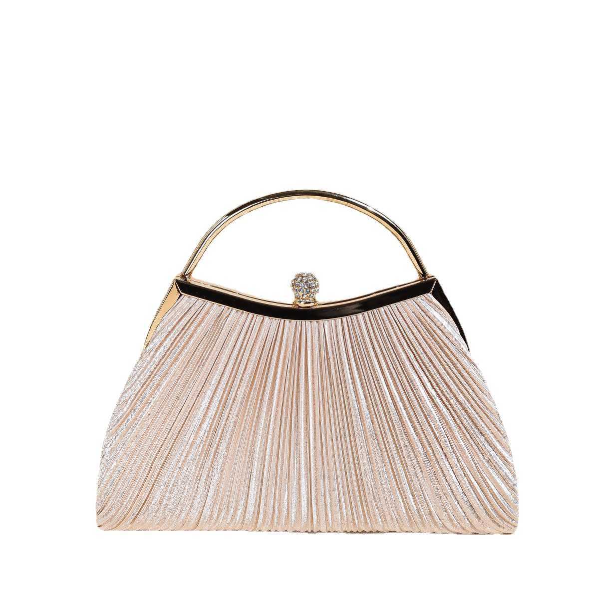 Pleated Handbag Clutch Bag Fashionable Dinner Bag High-end Diamond Embellished Dress Bag Master Bag Celebrity Cheongsam Bag 240920