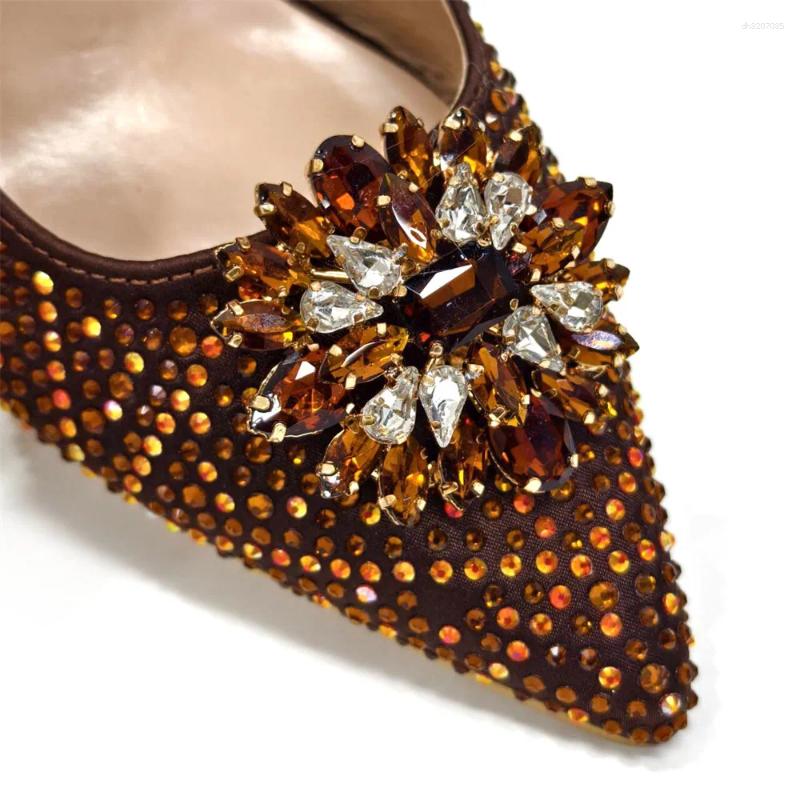 Designer Shoes And Bags Matching Set Decorate With Rhinestone Women Heel Luxury Sandals