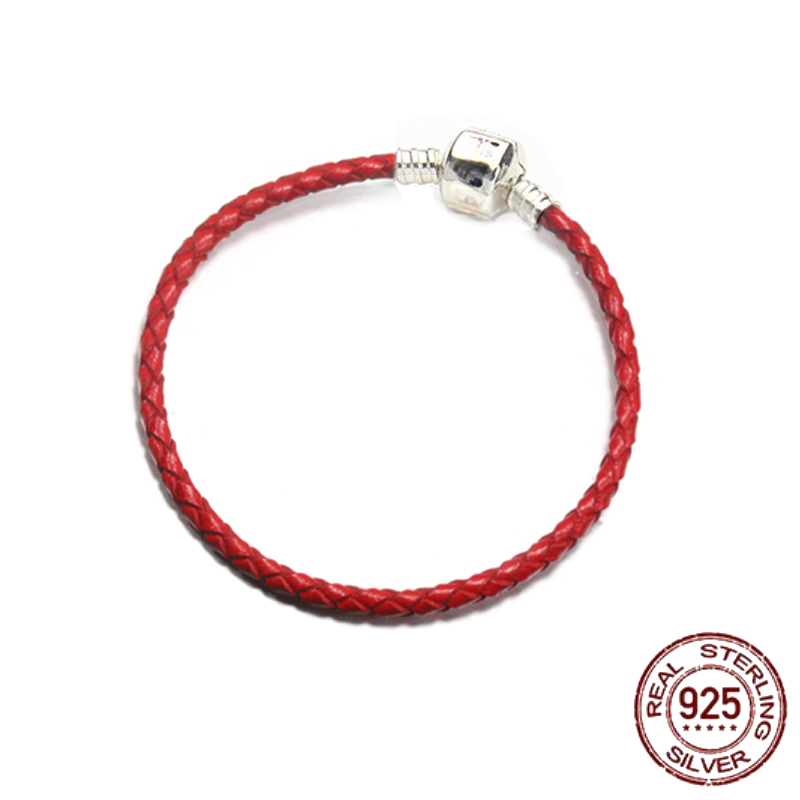 2024 New Popular Silver Summer Style Red Leather Rope Letter Bracelet Is Suitable for Primitive DIY Fashion Jewelry Accessories
