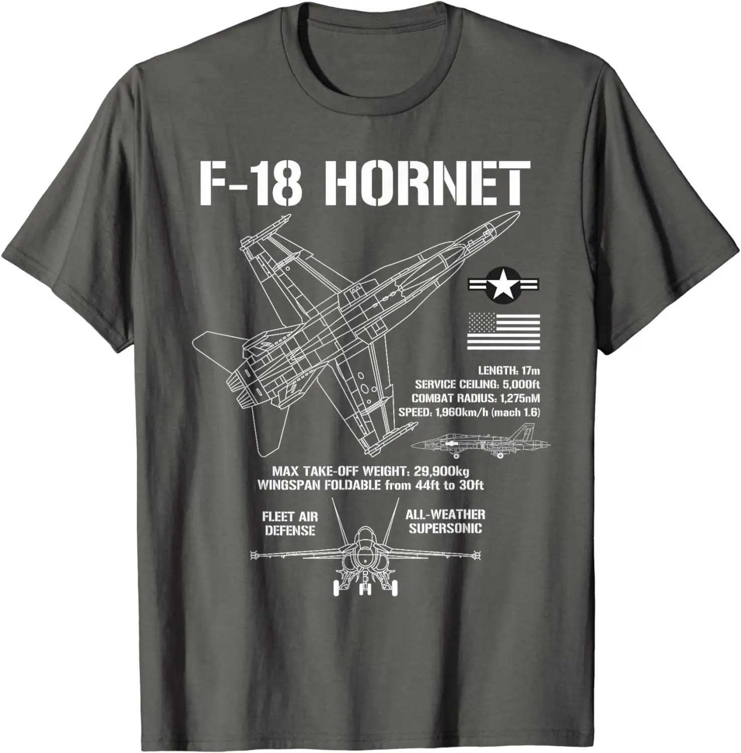 F-8 Hornet fighter jet specification military aircraft F8 short sleeved casual 00% pure cotton T-shirt W241223