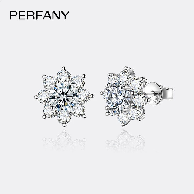 PERFANY 0.3-1CT Earrings for Women S925 Pure Silver Snowflake Simulation Diamond Earrings Wedding High-end Jewelry 241224