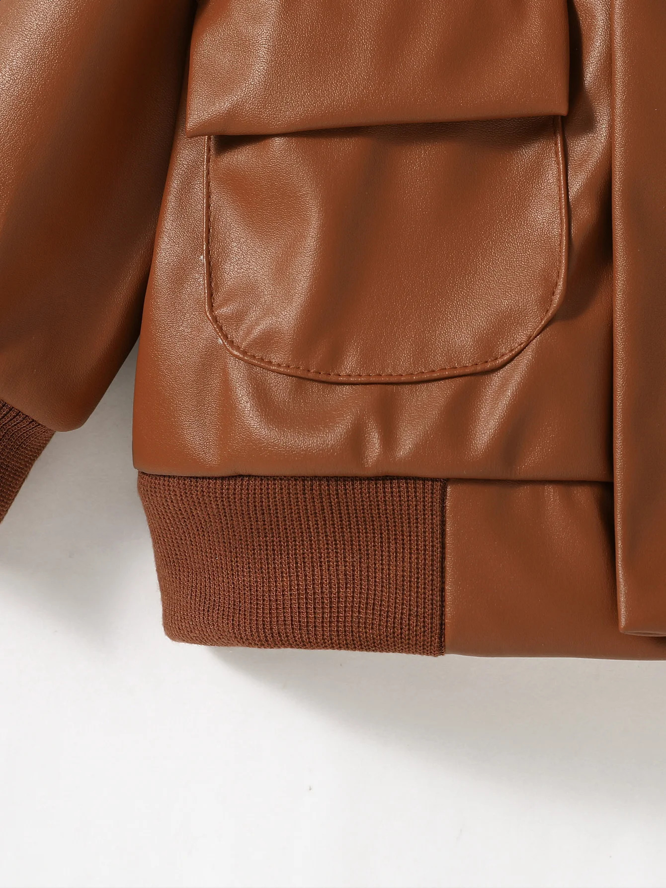 Baby Boys 1-3Y Pu Leather Jacket Long Sleeve Turn-Down Collar Zipper Fashion Outwear For Fall Winter Leather Coats 241223