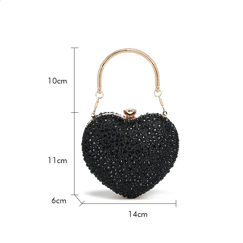Diamond Inlay Heart Shape Crystal Clutch Purse Stones Evening Wedding Party Shoulder Bag Handle Rhinestone Mini Handbags 250120ww