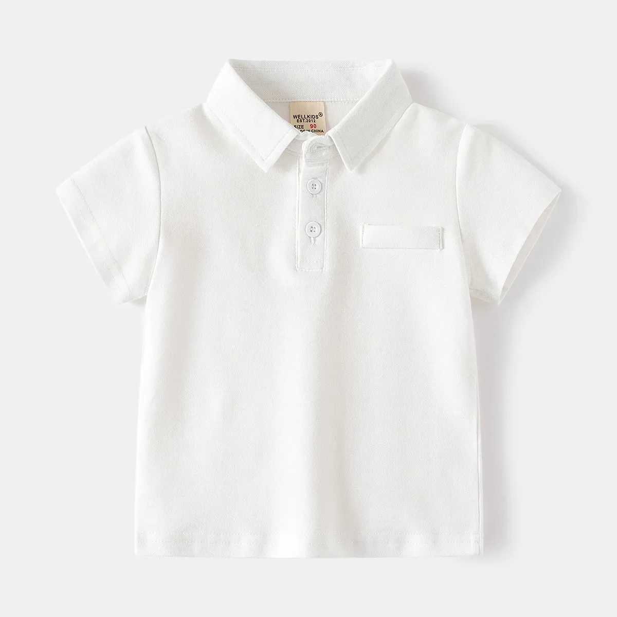 Summer boys short sleeved casual cotton solid color T-shirt childrens loose polo shirt 3-8 years to choose from 4 colors W241223