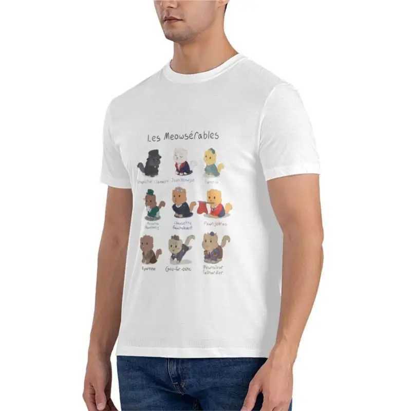 Cute Les Miserables Cat Pun (Les Meowsirables) Premium T-shirt Solid Color T-shirt W241223