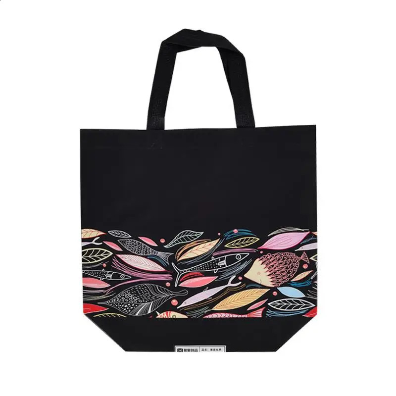 Nonwoven Fabric Shopping Bag For Women Printed Folding Eco Travel Grocery Reusable Film Coated Storage Bags Pouch 241213