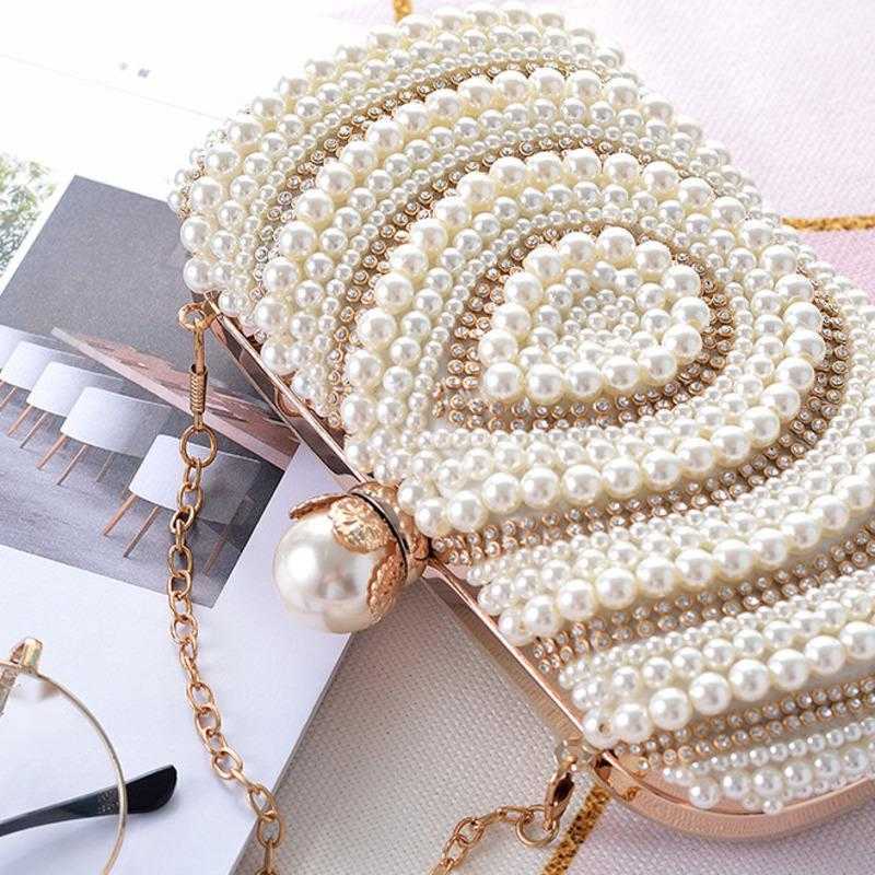 New Pearl Rhinestone Bag Clutch Bag Water Drop Embroidered Banquet Cheongsam Womens Bag Sweet Hand Messenger Bag 240920