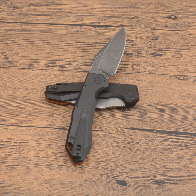 KS7851 Survival Tactical Knife CPM154 Stone Wash Drop Point Blade G10 with Aviation Aluminum Handle Outdoor Camping Hiking EDC Pocket Folder Knives