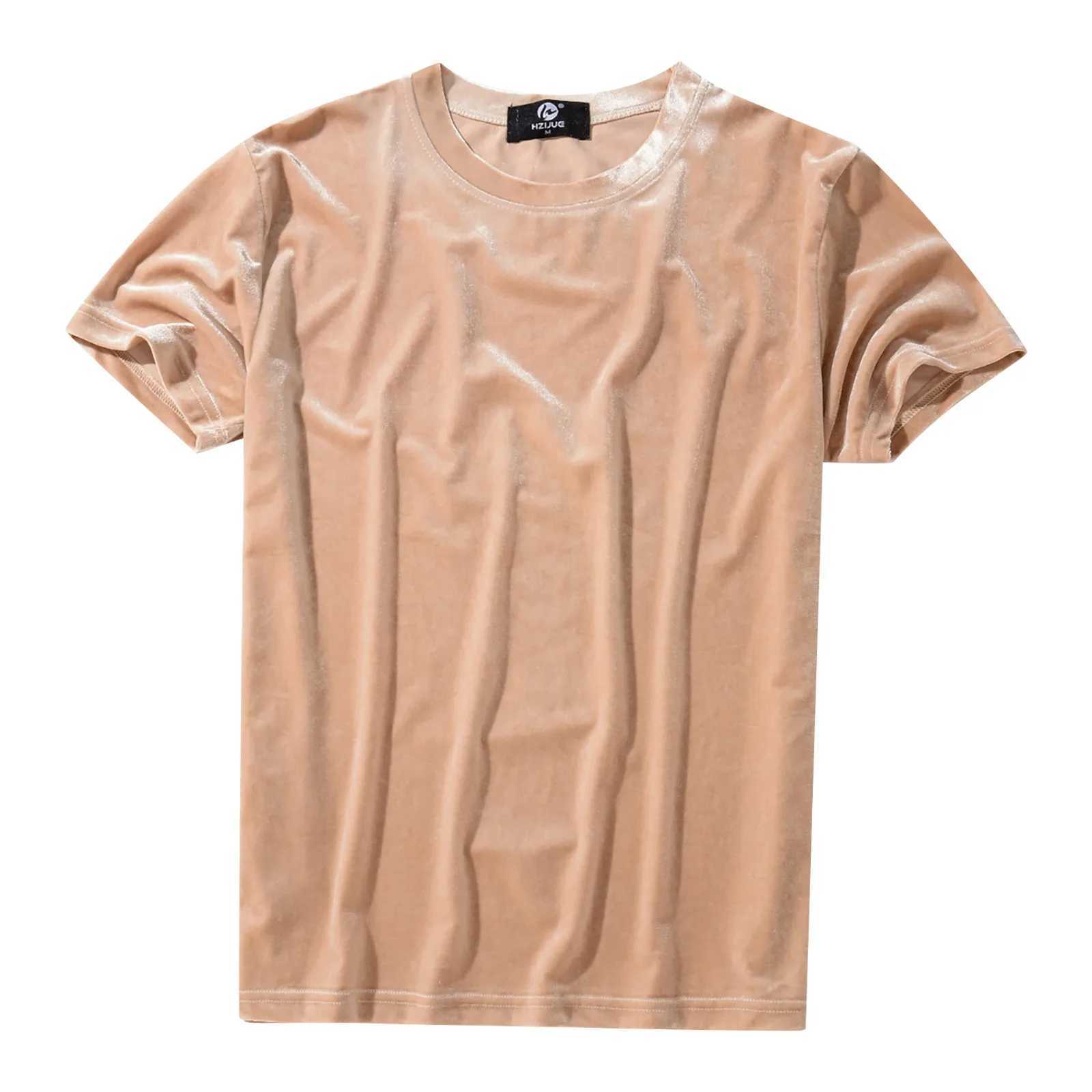 Velvet short sleeved T-shirt mens solid color slim flat T-shirt multi-color comfortable T-shirt mens T-shirt W241223