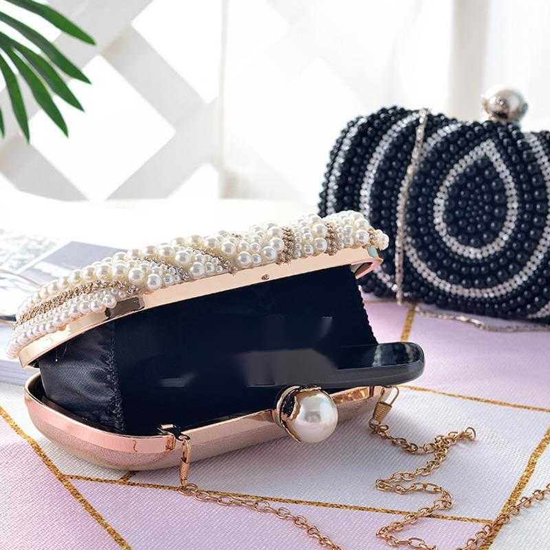 New Pearl Rhinestone Bag Clutch Bag Water Drop Embroidered Banquet Cheongsam Womens Bag Sweet Hand Messenger Bag 240920