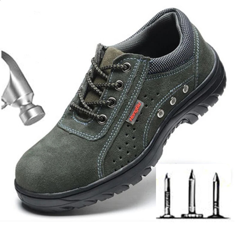 Work shoes safety shoes mens steel toe caps perforated safety boots industrial shoes H690 241223