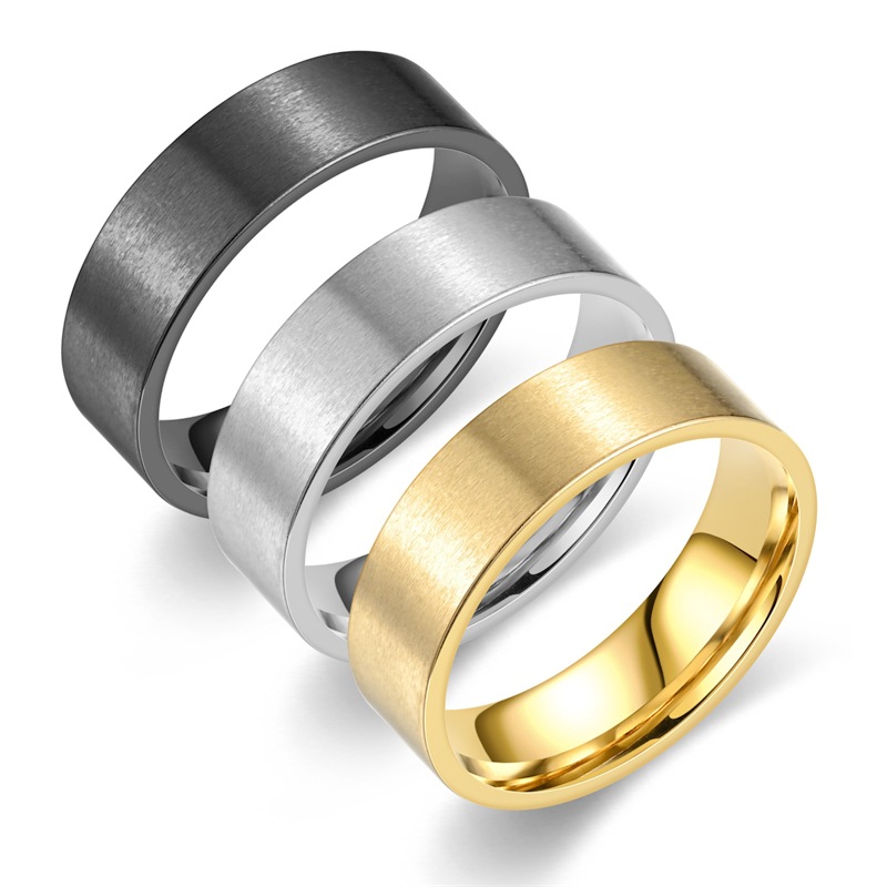 316L Gold Black Stainless Steel Band Ring for Men Women Classical Polished Titanium Steel Rings No Fade Color Anniversary Wedding Party Birthday Jewel