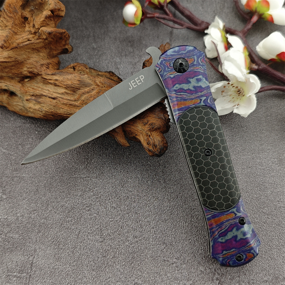 High Quality Purple Jeep DA145 Pocket Multi-function Folding Field Tactical Self Defense Survival Knife EDC Tool Men's Gift 15535 3300 535 533 94
