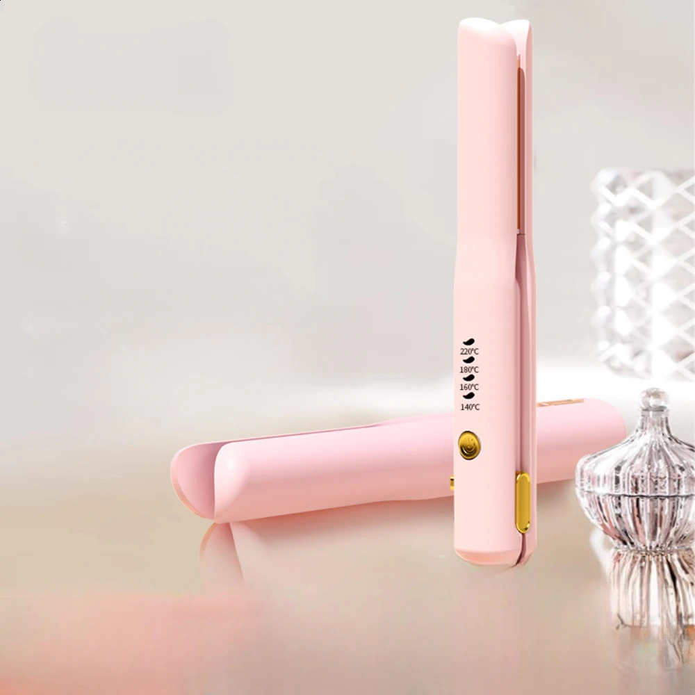 Anti-Scald Cordless Hair Straightener Brush Lightweight Mini To Carry Out USB Rechargeable Electric for Home Travel for Women 241224