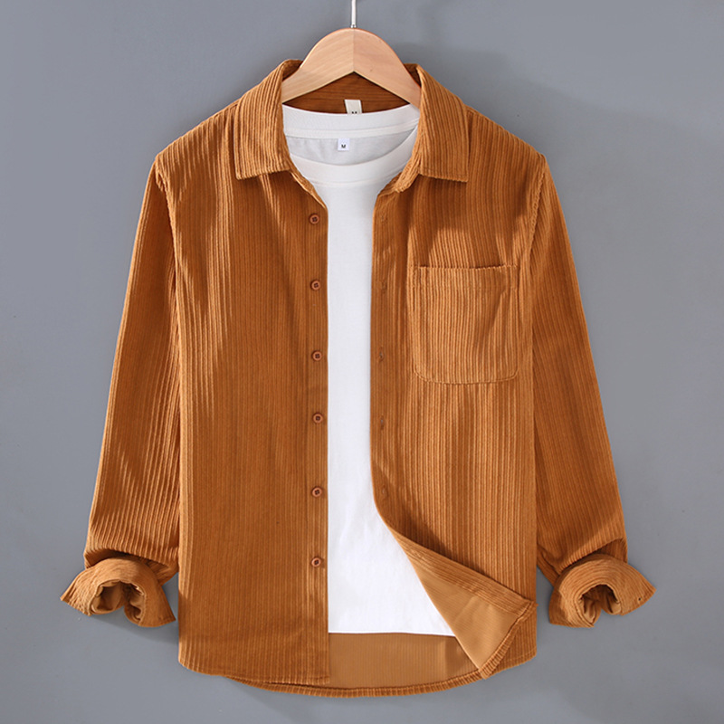 M11131 Men's autumn new long-sleeved work shirt corduroy jacket men's shirt