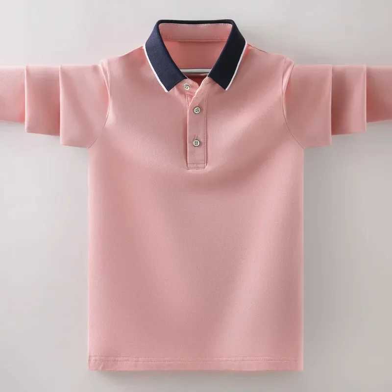 Childrens polo shirts for spring and autumn fashion childrens casual long sleeved tops teenagers boys clothing for 5-14 years W241223