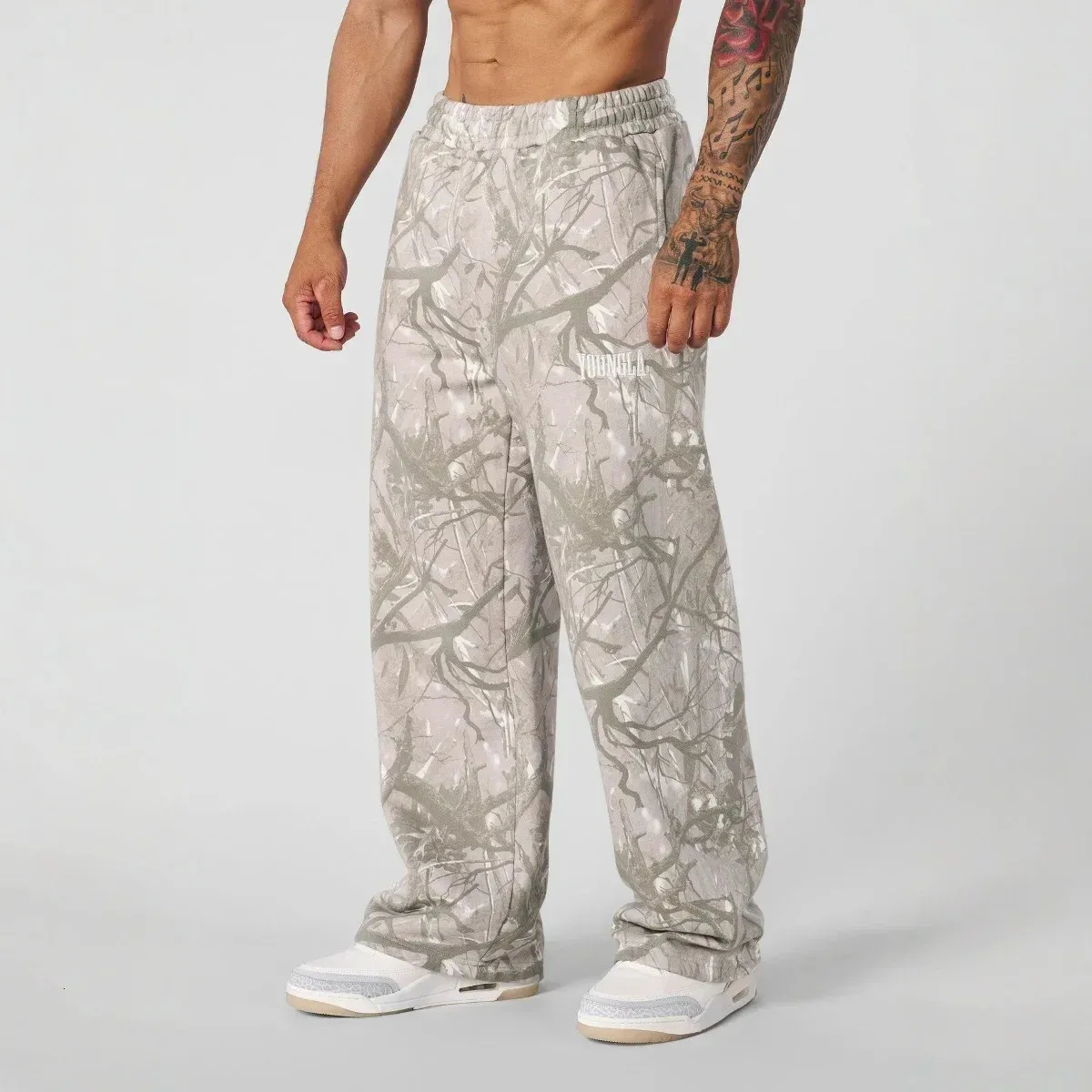 Fashion Casual Pants Digital Camo Printed Straight Leg Pants Sports Loose Wide Leg Pants