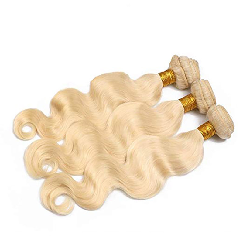 Brazilian Peruvian Virgin Human Hair Blonde Color 3 Bundles With 6X6 Lace Closure 4 Pieces/lot Body Wave 613#