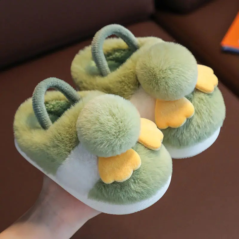 1-3Years Children Winter Thick Slippers Kids Cotton-padded Shoes Baby Indoor Warm Slippers Girls Cute Cartoon Plush Shoes 241223