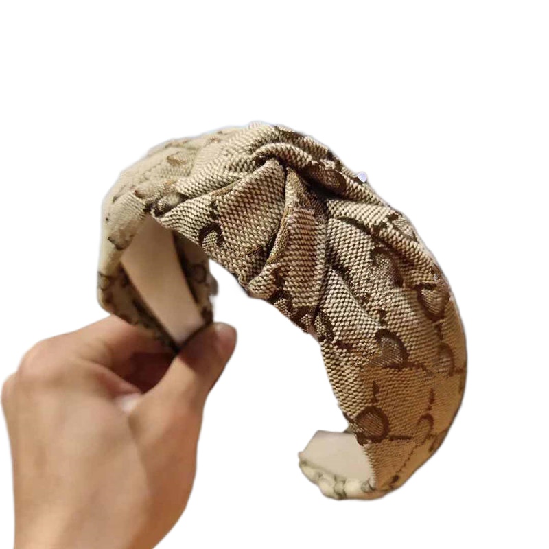 Brand Designer Double Letter Printing Headbands for Women Wide-brimmed Thicken Spring HairBands HeadWrap Cloth Fabric Headwear Street Fashion HeadScarf