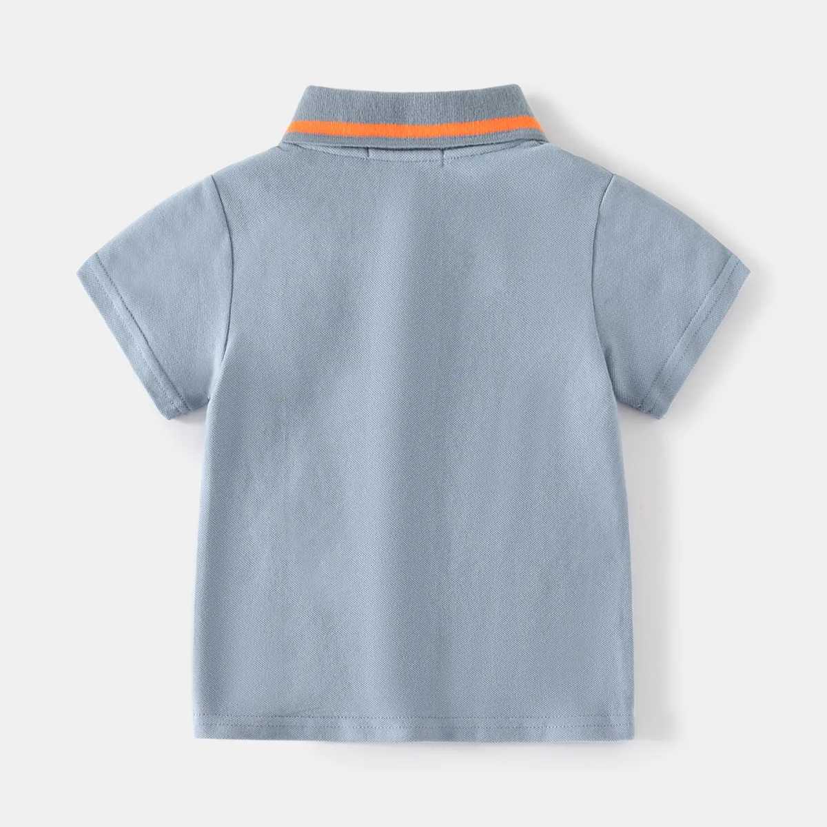 Summer boys short sleeved casual breathable cotton car printed T-shirt childrens contrasting color polo shirt childrens first 3-8 years W241223