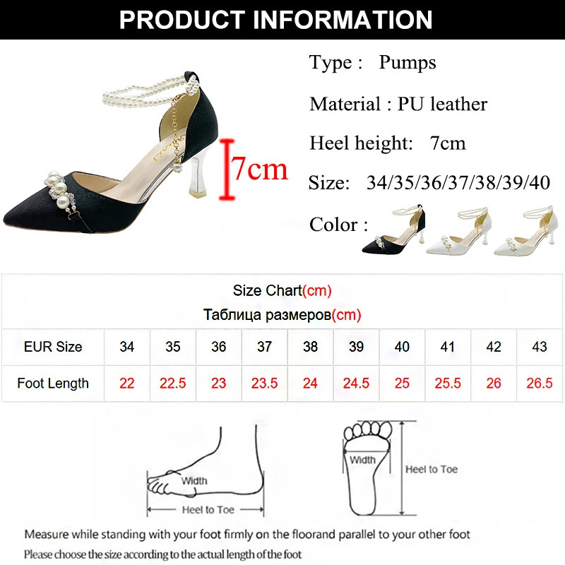 Fashion pearl shoulder strap pump womens beaded fine high heels party shoes womens Point toe Pu leather two-piece high heels 241223