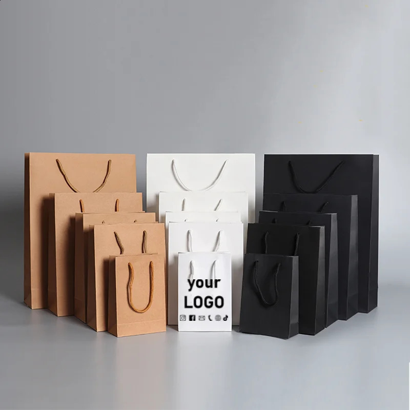 10PcsCustomized clothing handbag gift bag thickened kraft paper shopping packaging wholesale printing 241213