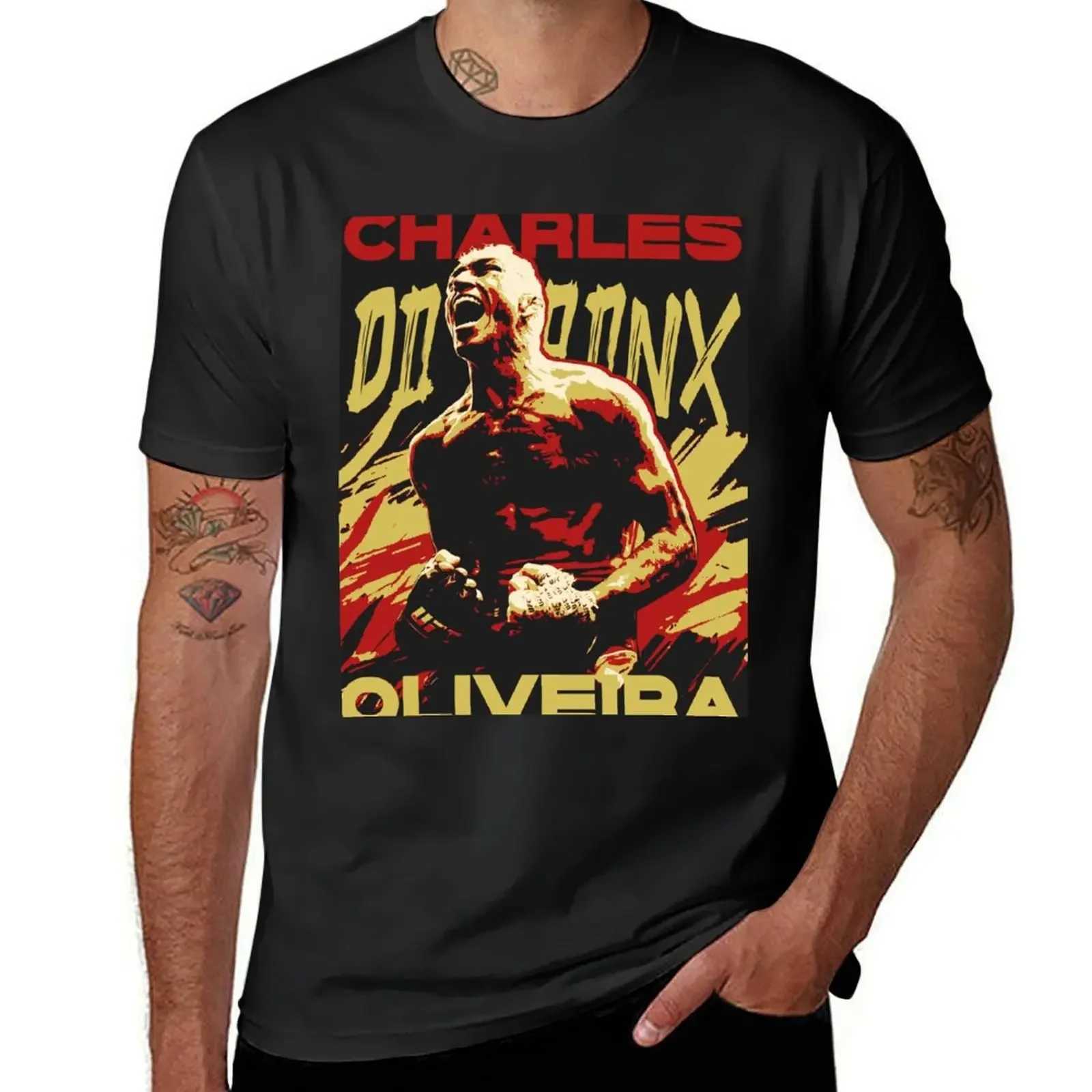 Charles Do Bronx Oliveira MMA Art T-shirt Animated Graphic T-shirt Mens Solid Color T-shirt W241223