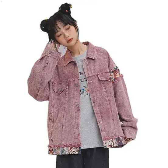 Retro American Cool Pink Quilted Cowboy Jacket Suitable for Womens Autumn Sensory Niche Leisure Ultra Thin Lightweight Set 241219