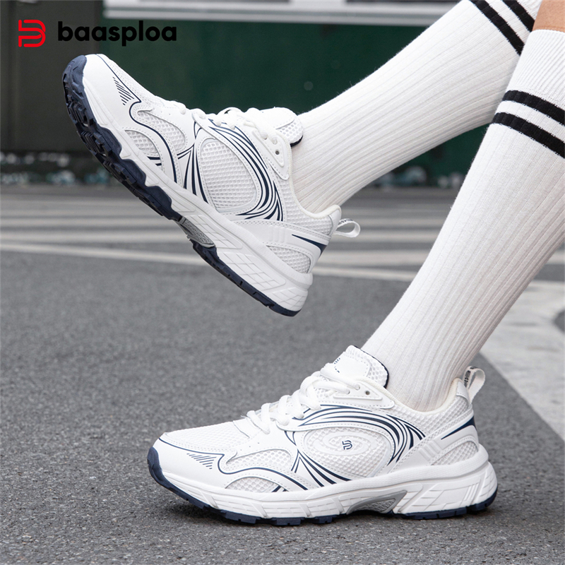 Baasploa Women Running Shoes New Fashion Mesh Lace Up Sports Tennis Shoes Female Casual Lightweight Breathable Shoes