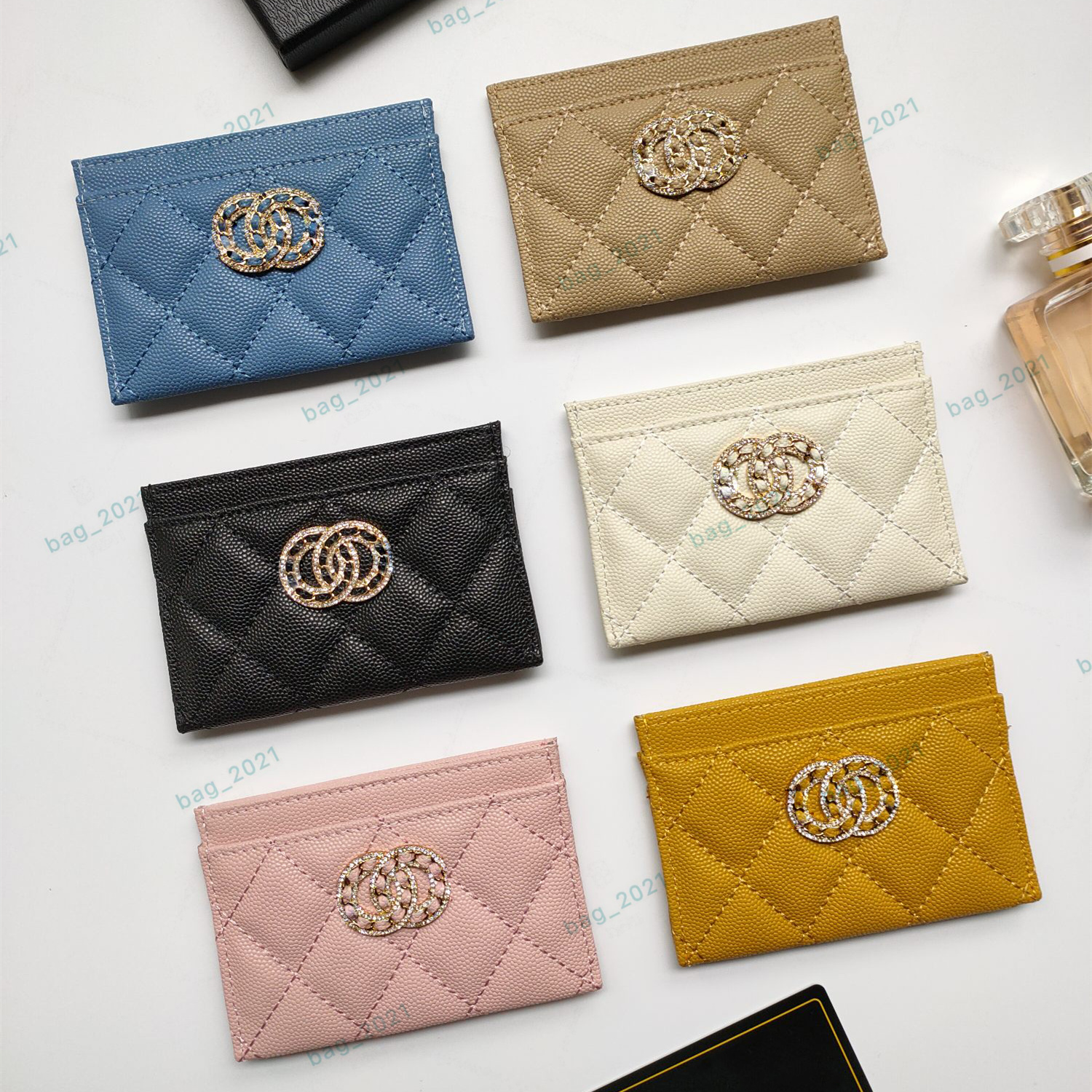 Top Quality Luxury Designer Card Holder Purses C Wallets With Box Soft Caviar Genuine Leather Womens Coin Purse Wallet Card holder Security Code 2737