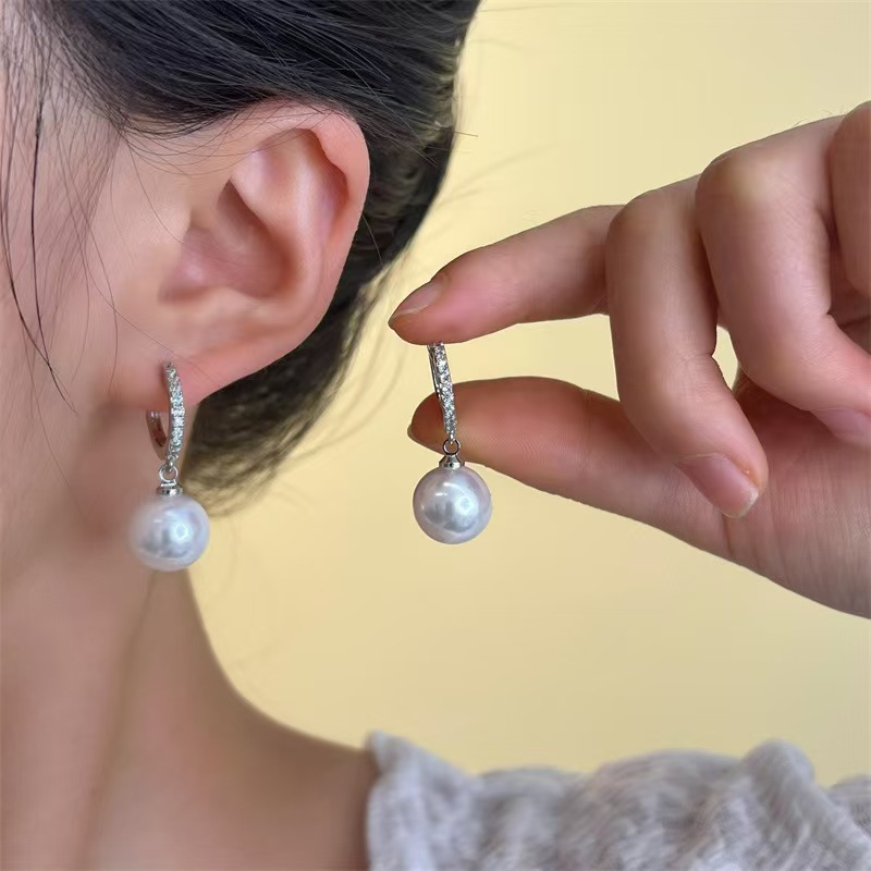 Elegant Zirconia Geometric Pearl Earrings for Women Stainless Steel 925 Silver Needle Dangle Earrings Ladies Party Birthday Gifts Drop Jewelry 2025 Ko
