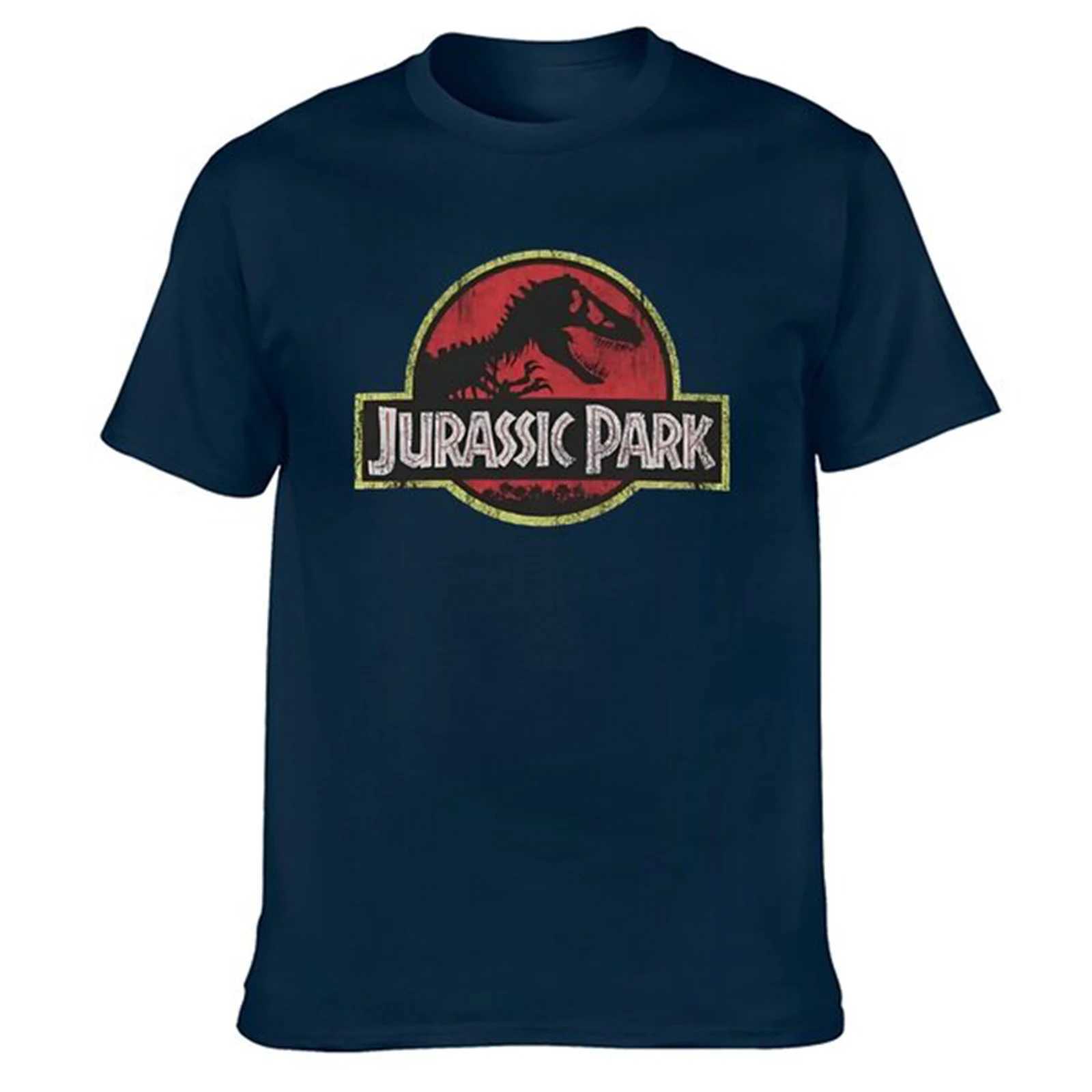 Summer New Jurassic Park Classic Retro Red Distressed T-shirt Tee Retro Dress Pure White Mens Short Sleeve Mens Dress W241223
