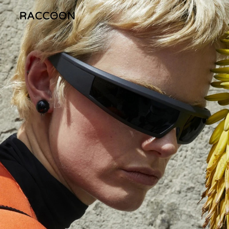 Wrap Around Punk Y2K Sunglasses Women Fashion Futuristic Sun Glasses Vintage Rectangle Men Big Frame Outdoor Goggle Shades 241224