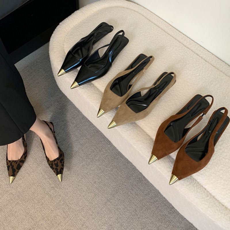 Eilyken Fashion Pointed Toe Women Pumps Sgback Shoes Designer Leopard Print Low Thin Heels Mules atos De Mujer