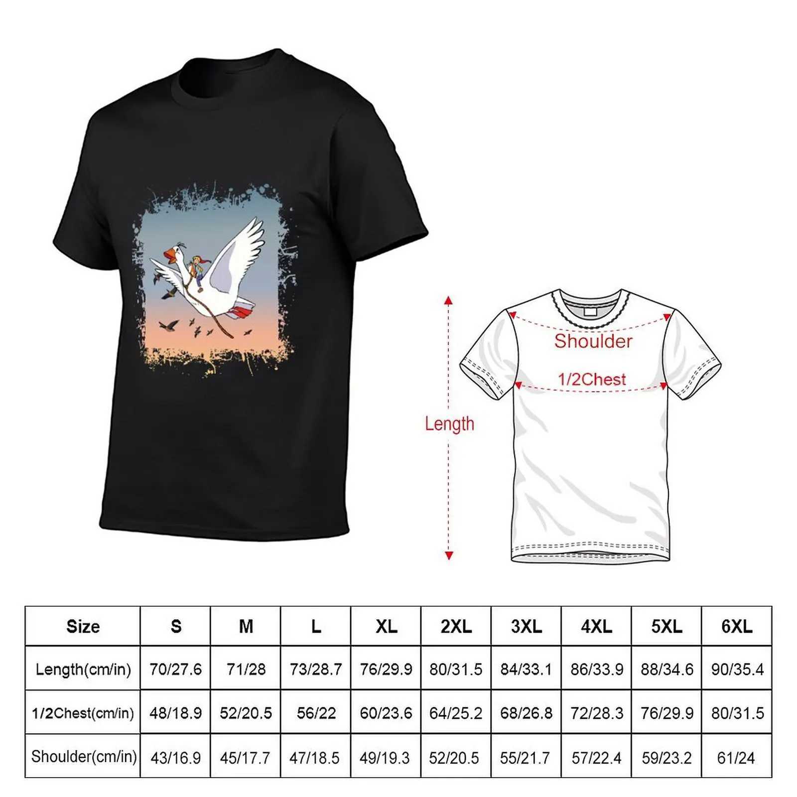 Nils Holgerson Flying T-shirt for Boys White Flat Top Mens T-shirt W241223