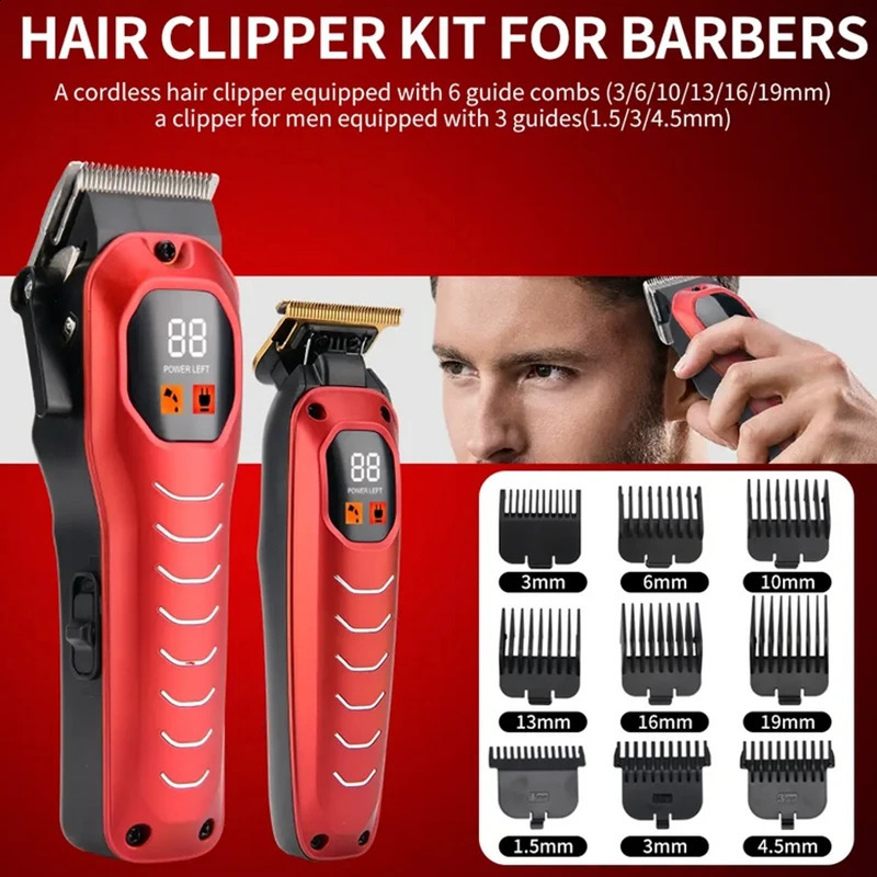 Combo Cordless Adjustable Hair Clipper Professional Adjustable Beard Hair Trimmer For Men Electric Haircut Machine Rechargeable 241224