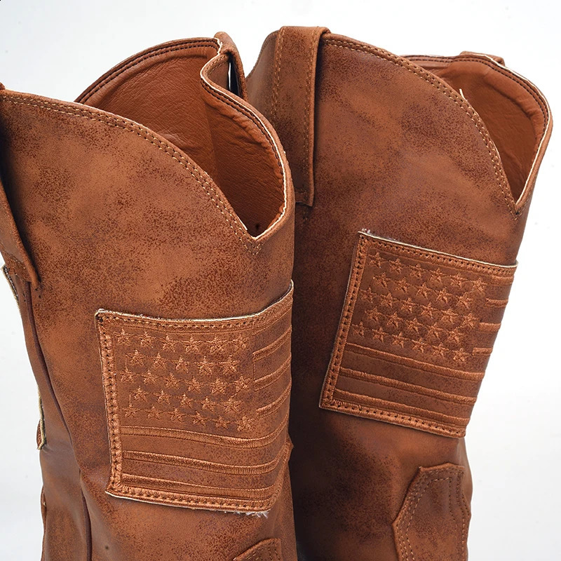 Mens leather without lipstick slider round buckle low heel casual shoes Mens winter outdoor cowboy boots Mens warm Zapatilla 241223