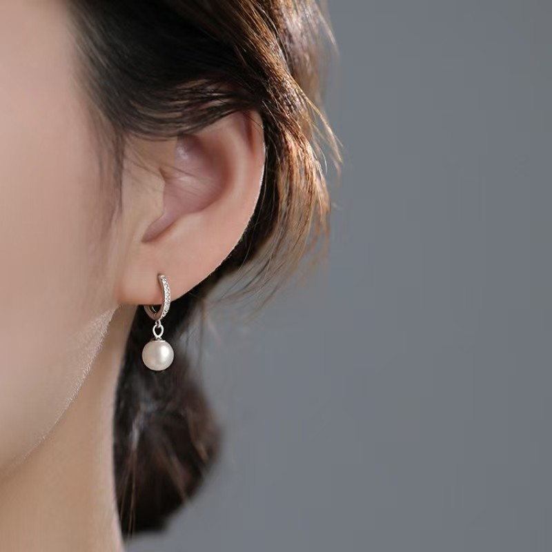 Elegant Zirconia Geometric Pearl Earrings for Women Stainless Steel 925 Silver Needle Dangle Earrings Ladies Party Birthday Gifts Drop Jewelry 2025 Ko