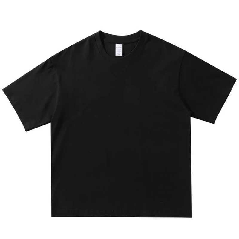 Summer basic mens T-shirt heavy-duty pure cotton top short sleeved crew collar T-shirt Harajuku flat clothing W241223