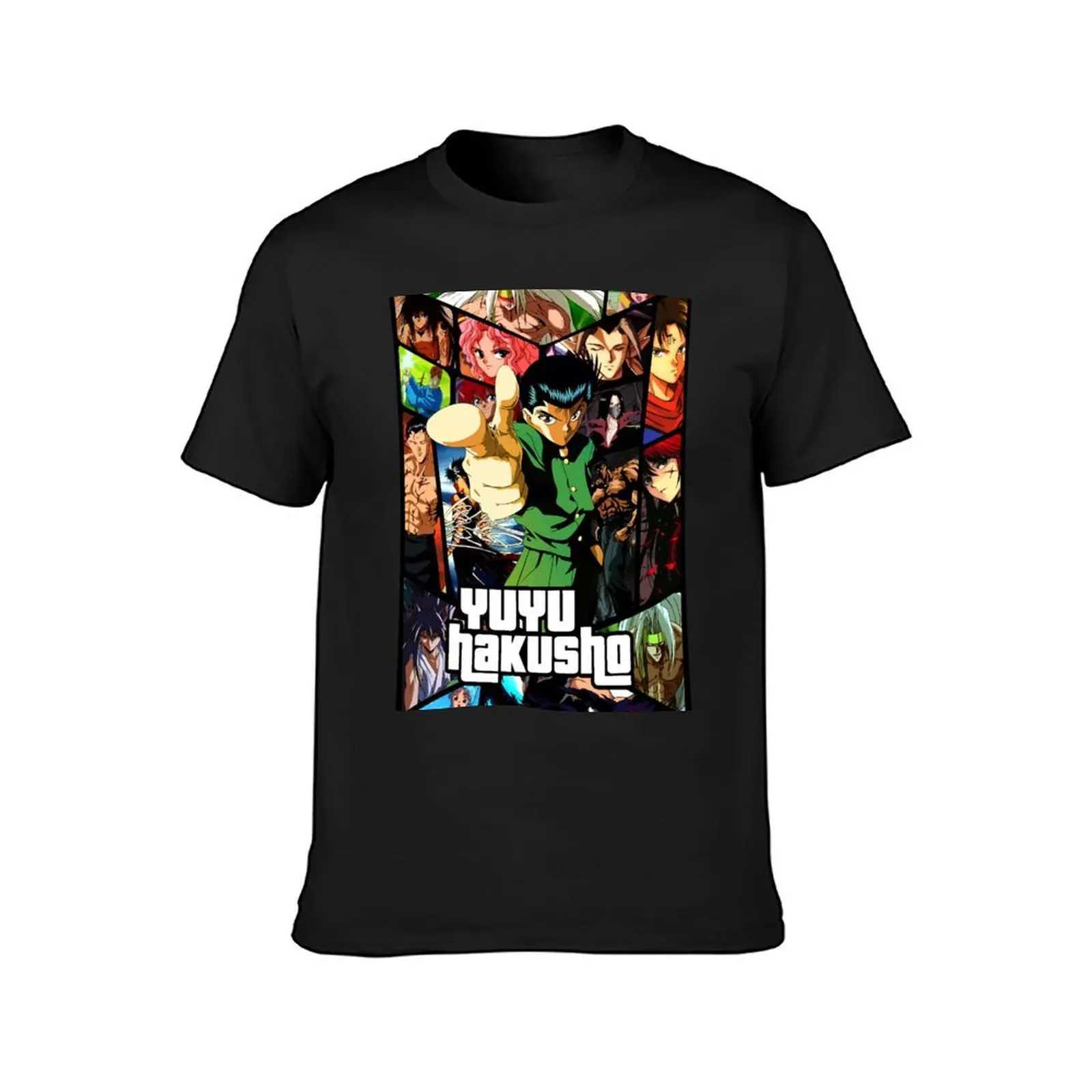 Yuyu Hakusho Ultimate Poster T-shirt Summer Top Quick Drying Black Anime Clothing Solid Color T-shirt for Men W241223