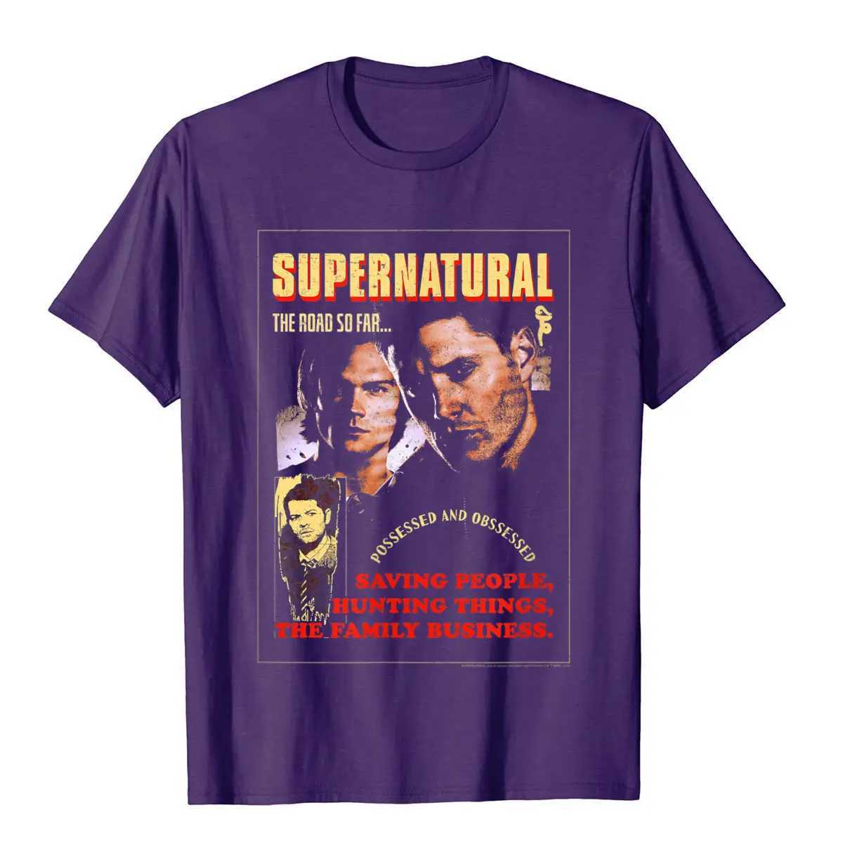 Supernatural Sam Dean Road Poster T-shirt So Far Summer Mens Pure Cotton T-shirt Casual W241223