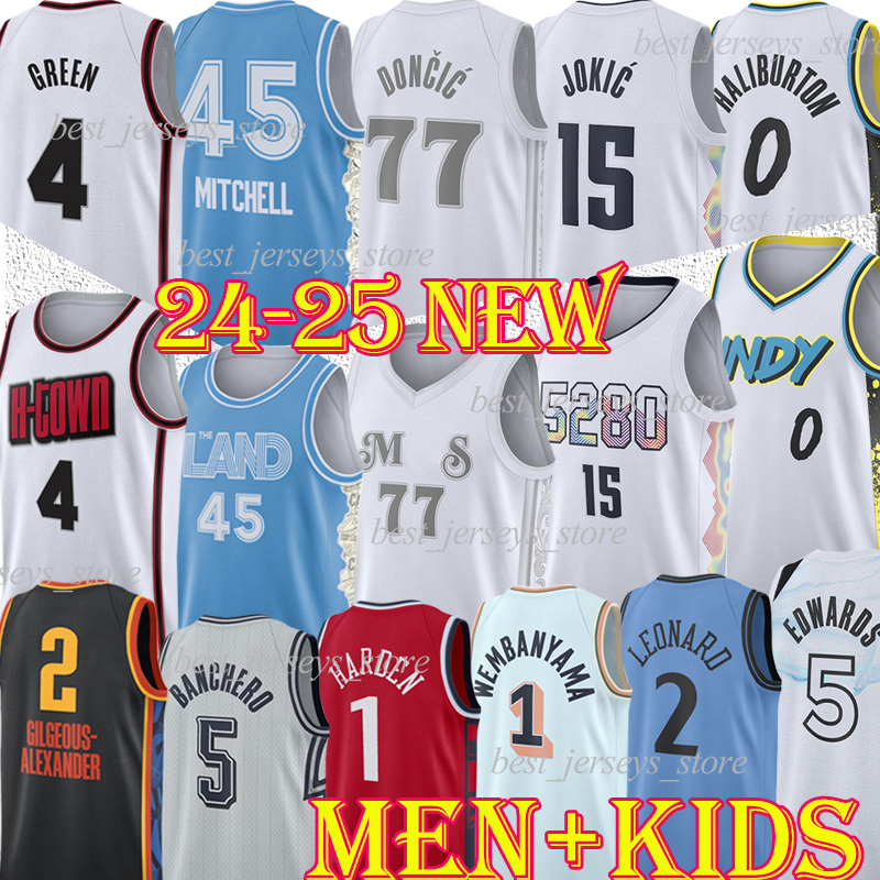 Green Irving Harden Basketball Jerseys Doncic Randle Reid Edwards Dillingham Wembanyama Mitchell Towns Brunson Hart Banchero Williams Holmgren Leonard men kids