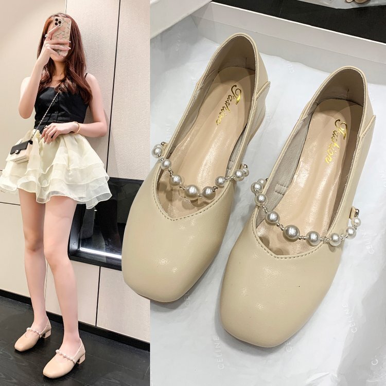 Shoe Ddmywed Single Women S Thick Heel Spring And Summer New Style Evening Breeze Gentle Lady Fairy Mary Zhen Shoes Pearl Soft Sole Chinese Brand F Dd