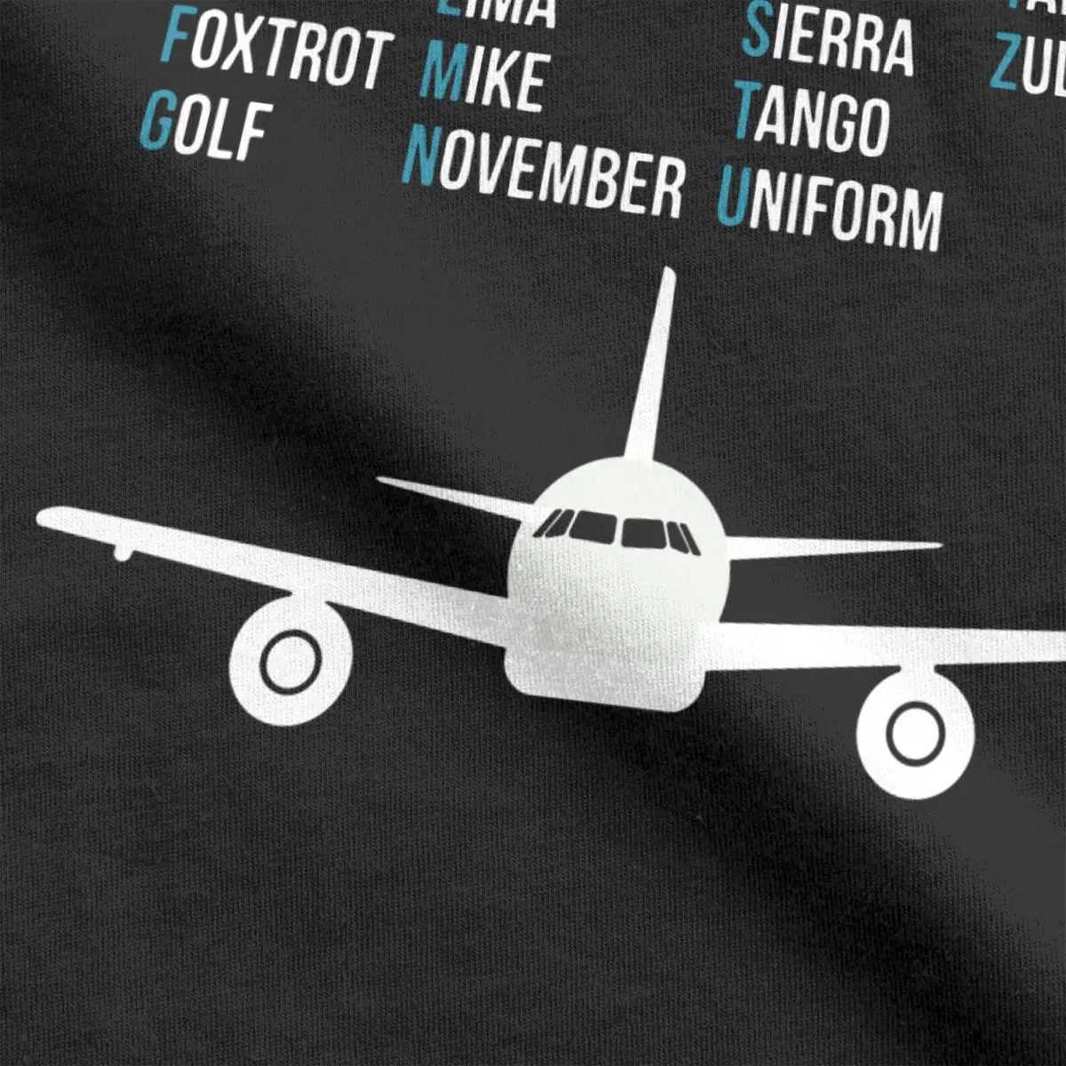 Phone Alphabet airplane pilot gift T-shirt mens fun T-shirt aviation couple T-shirt short sleeved clothing 4XL 5XL 6XL W241223